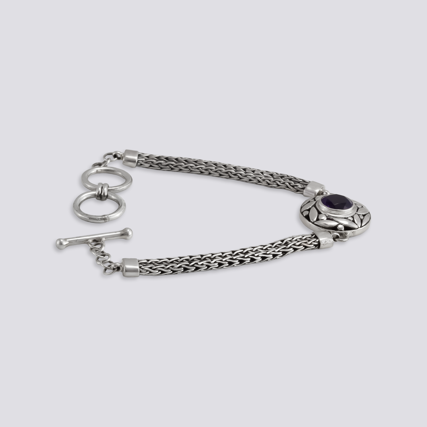 Sterling silver bracelet with amethyst stone