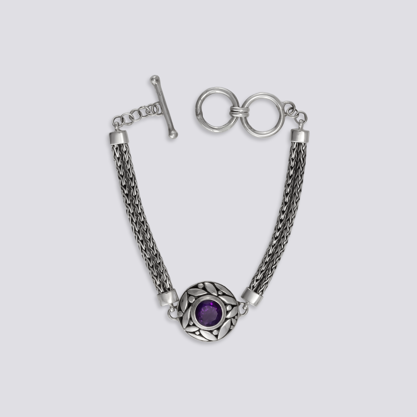 Sterling silver bracelet with amethyst stone