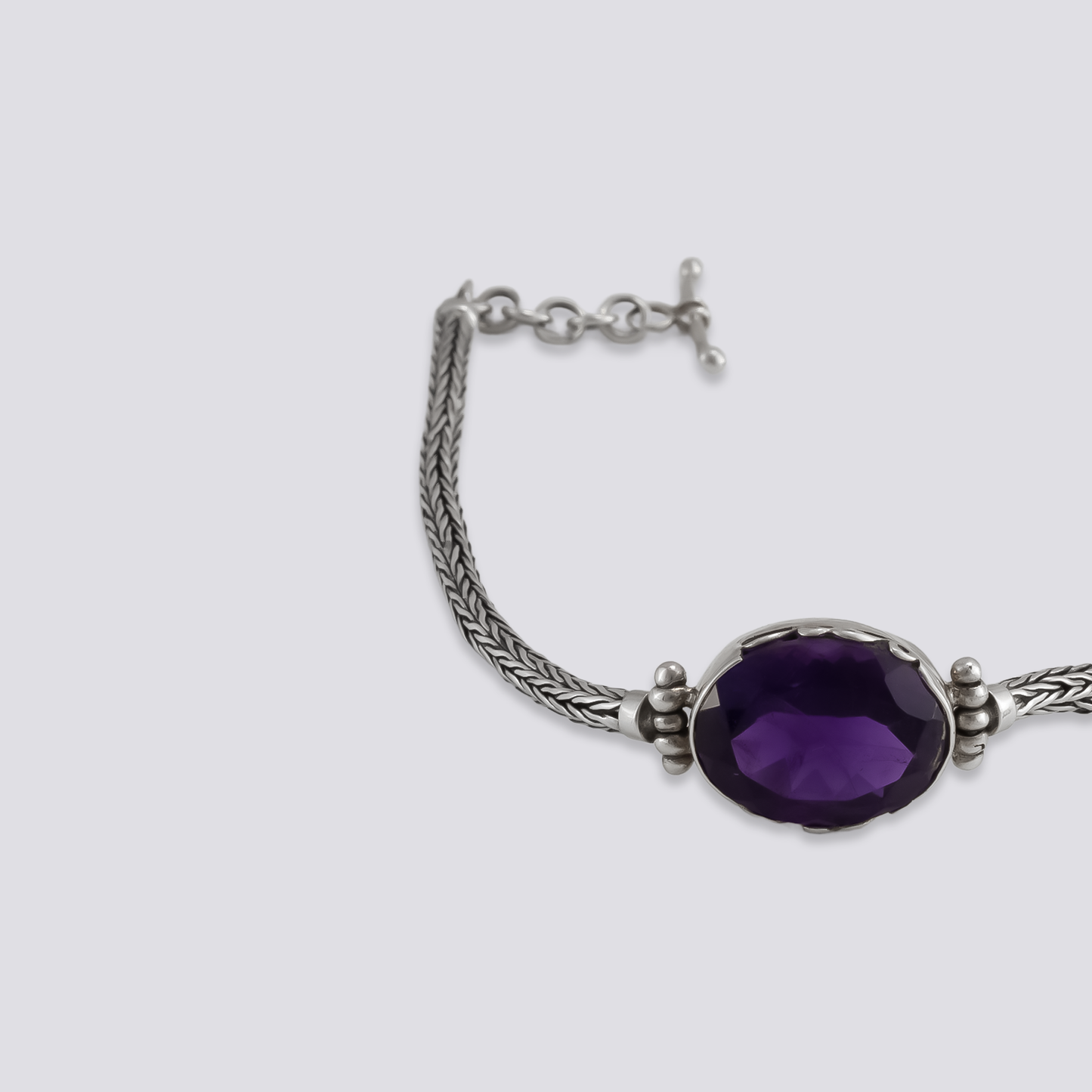 Sterling silver bracelet with amethyst stone