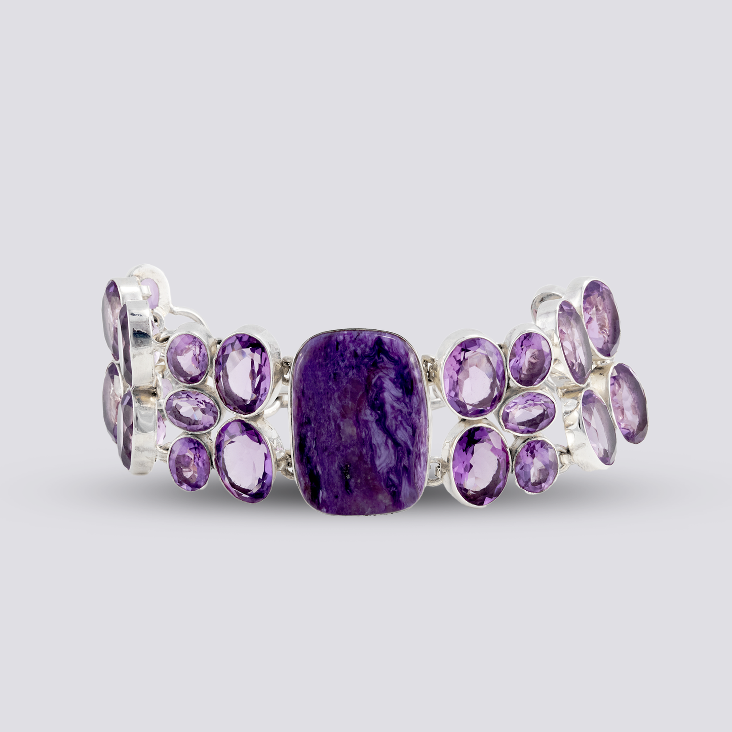 Sterling silver bracelet with purple stone