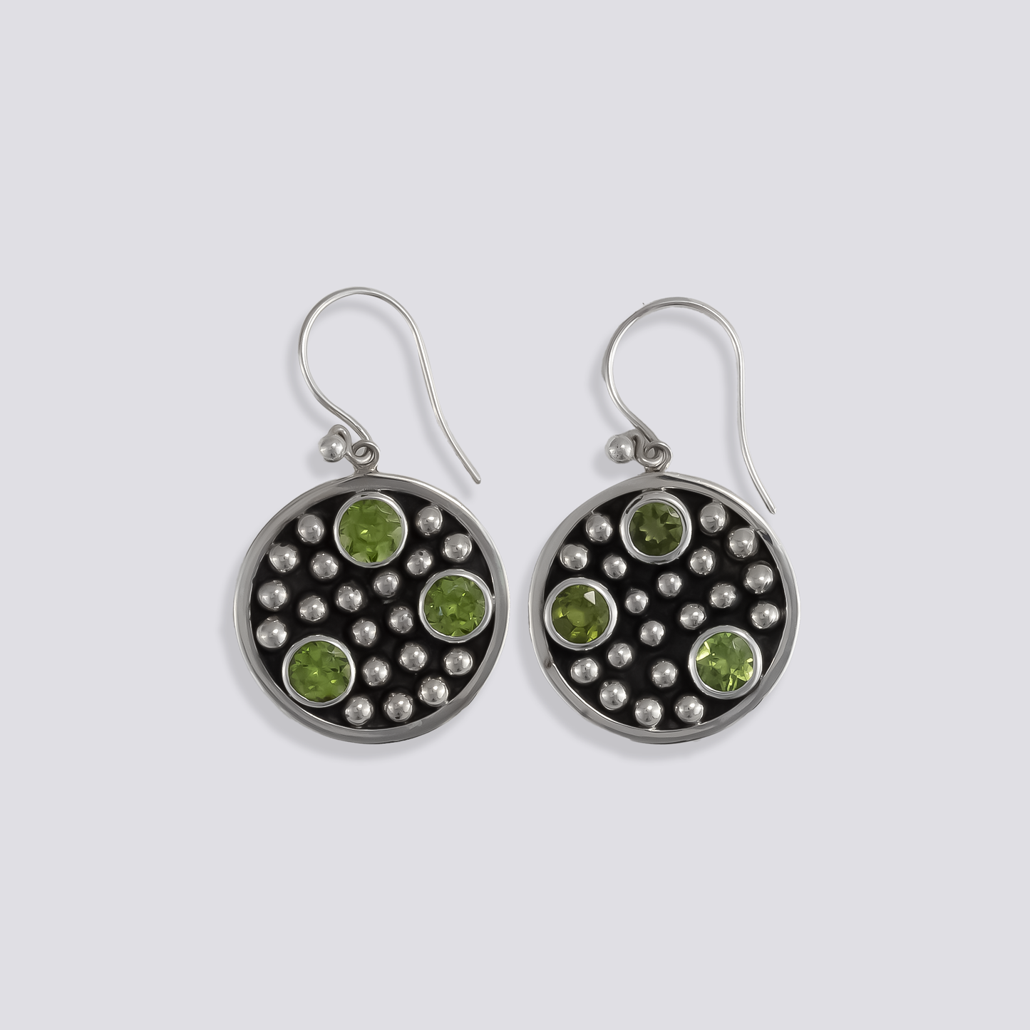 Sterling silver earrings with peridot stone