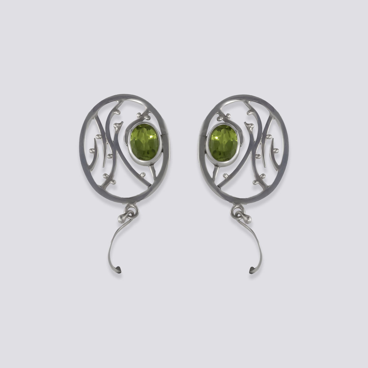 Sterling silver earrings with peridot stone