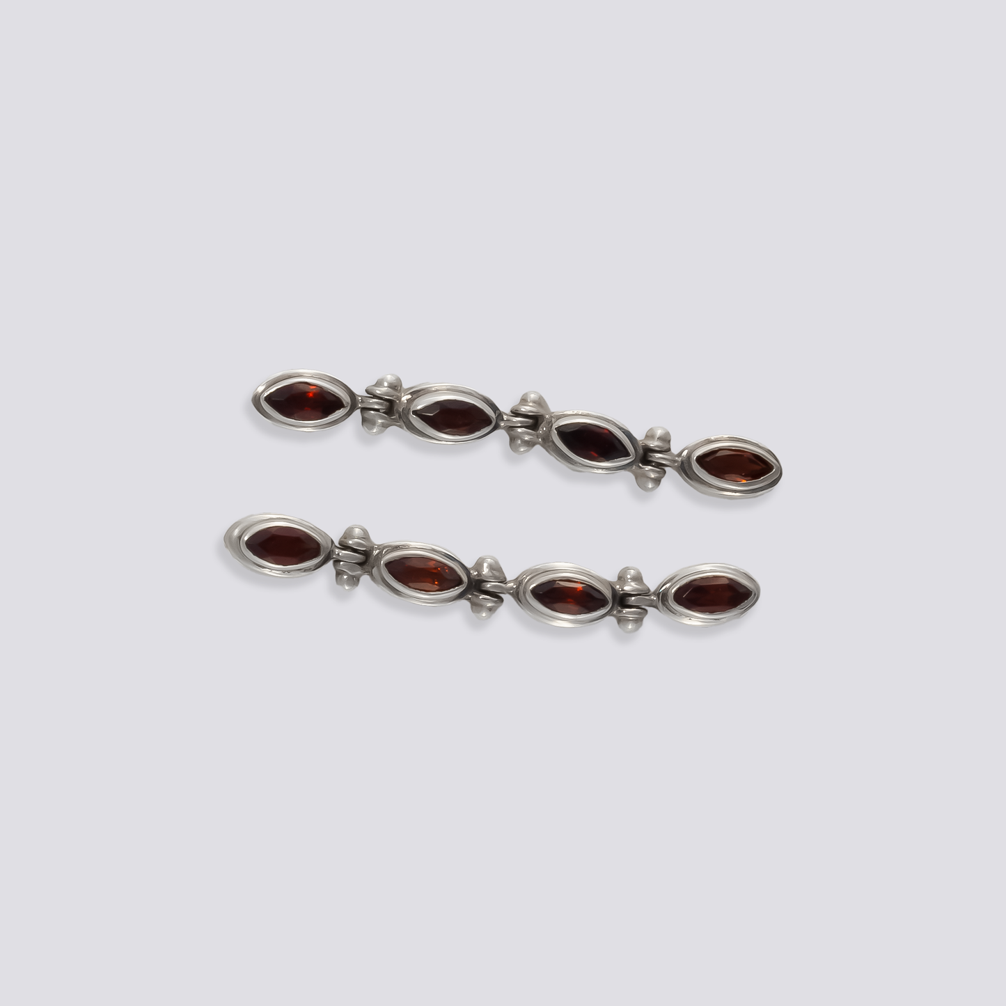 Sterling silver earrings with red garnet