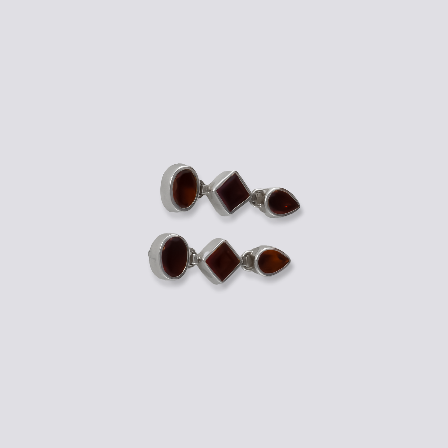 Sterling silver earrings with red garnet