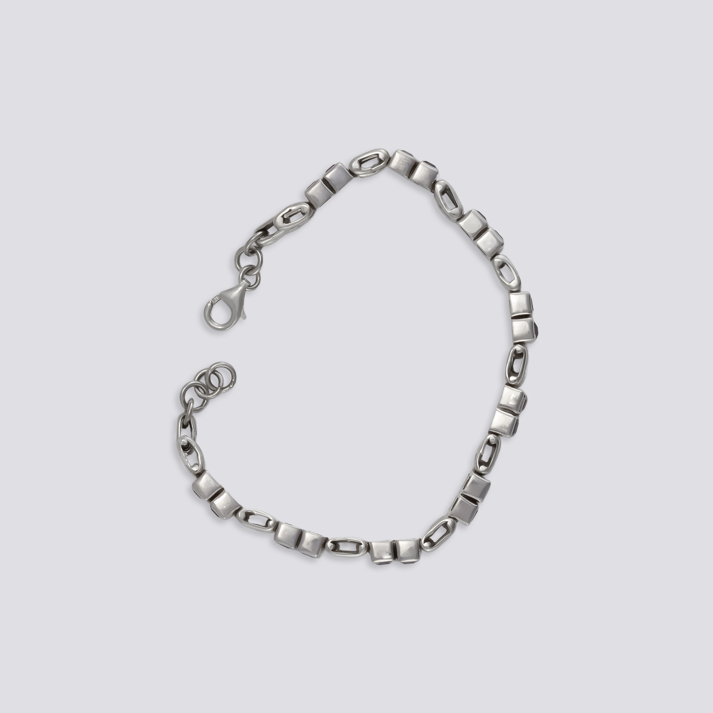 Sterling silver bracelet with purple amethyst stone
