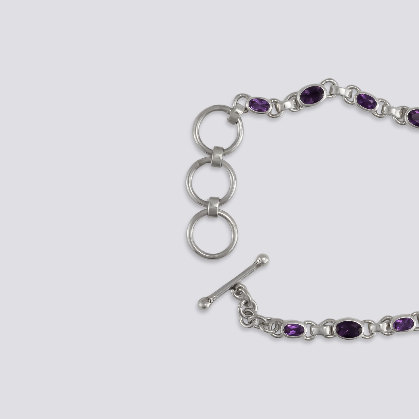 Sterling silver bracelet with amethyst stone