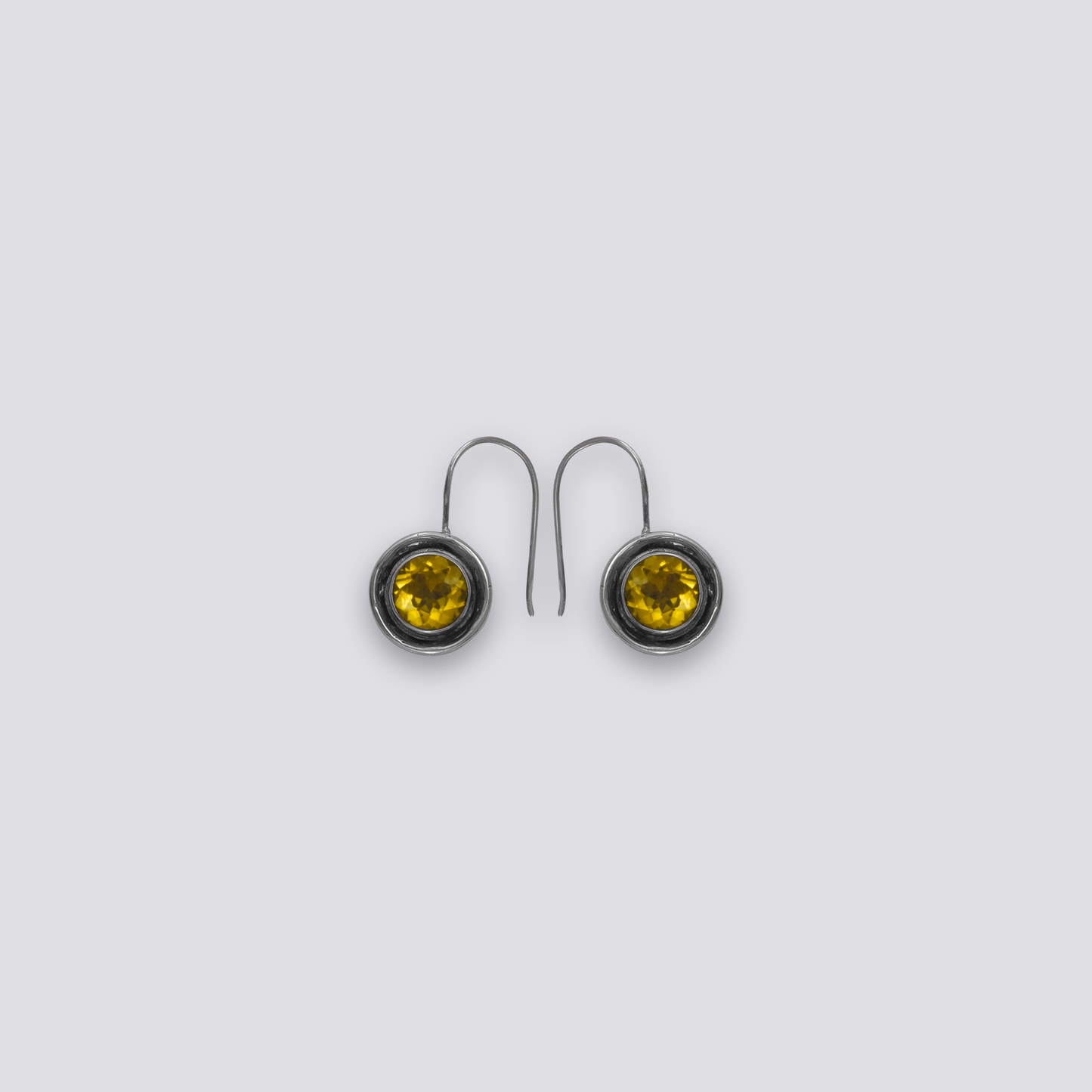 Sterling silver earrings with yellow citrine stone
