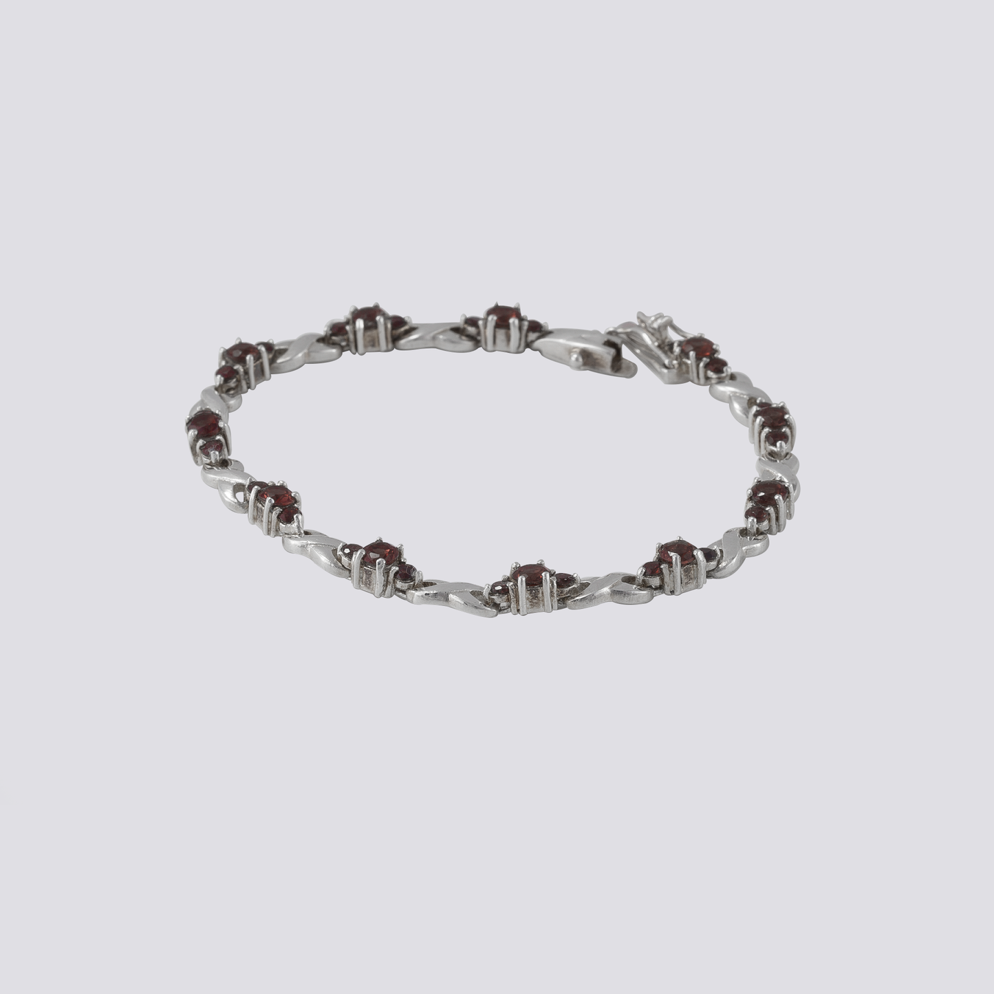 Sterling silver bracelet with red garnet