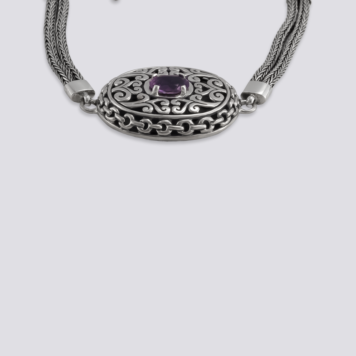 Sterling silver bracelet with amethyst stone