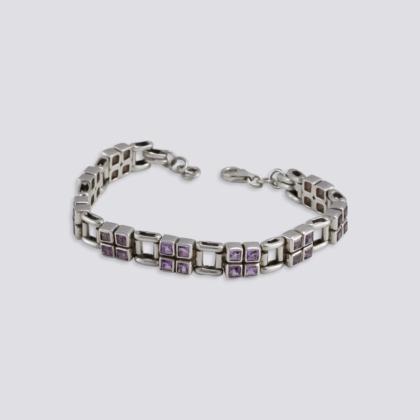 Sterling silver bracelet with purple amethyst stone