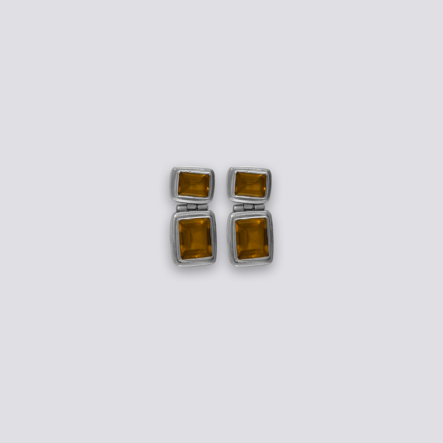 Sterling silver earrings with yellow citrine stone