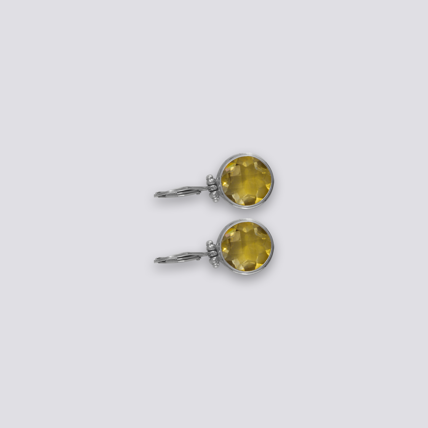 Sterling silver earrings with yellow citrine stone