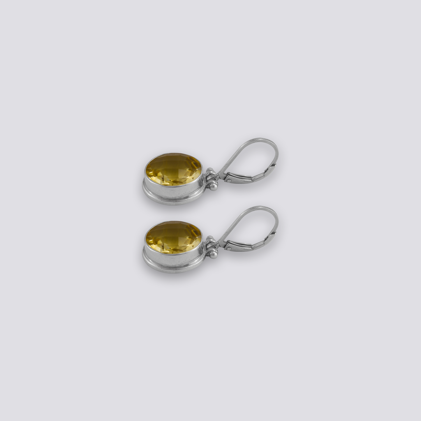 Sterling silver earrings with yellow citrine stone