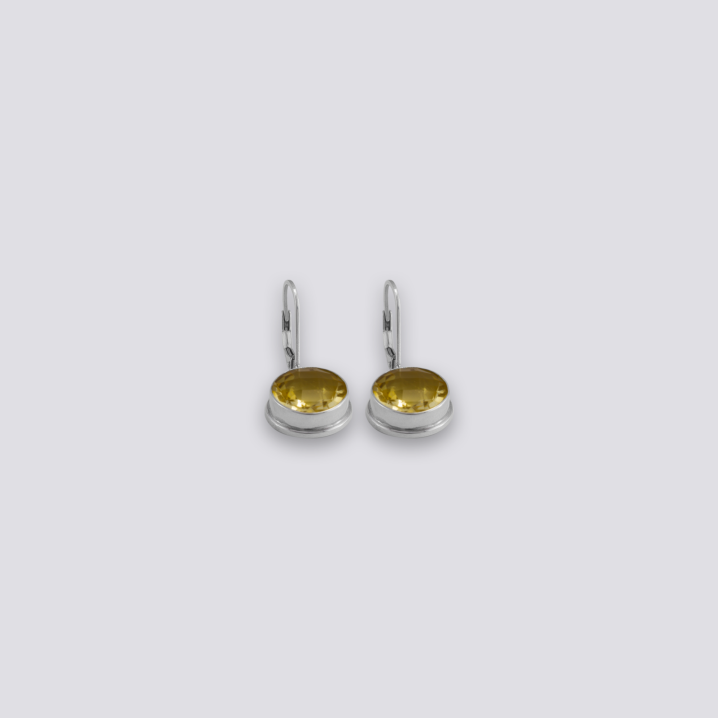 Sterling silver earrings with yellow citrine stone