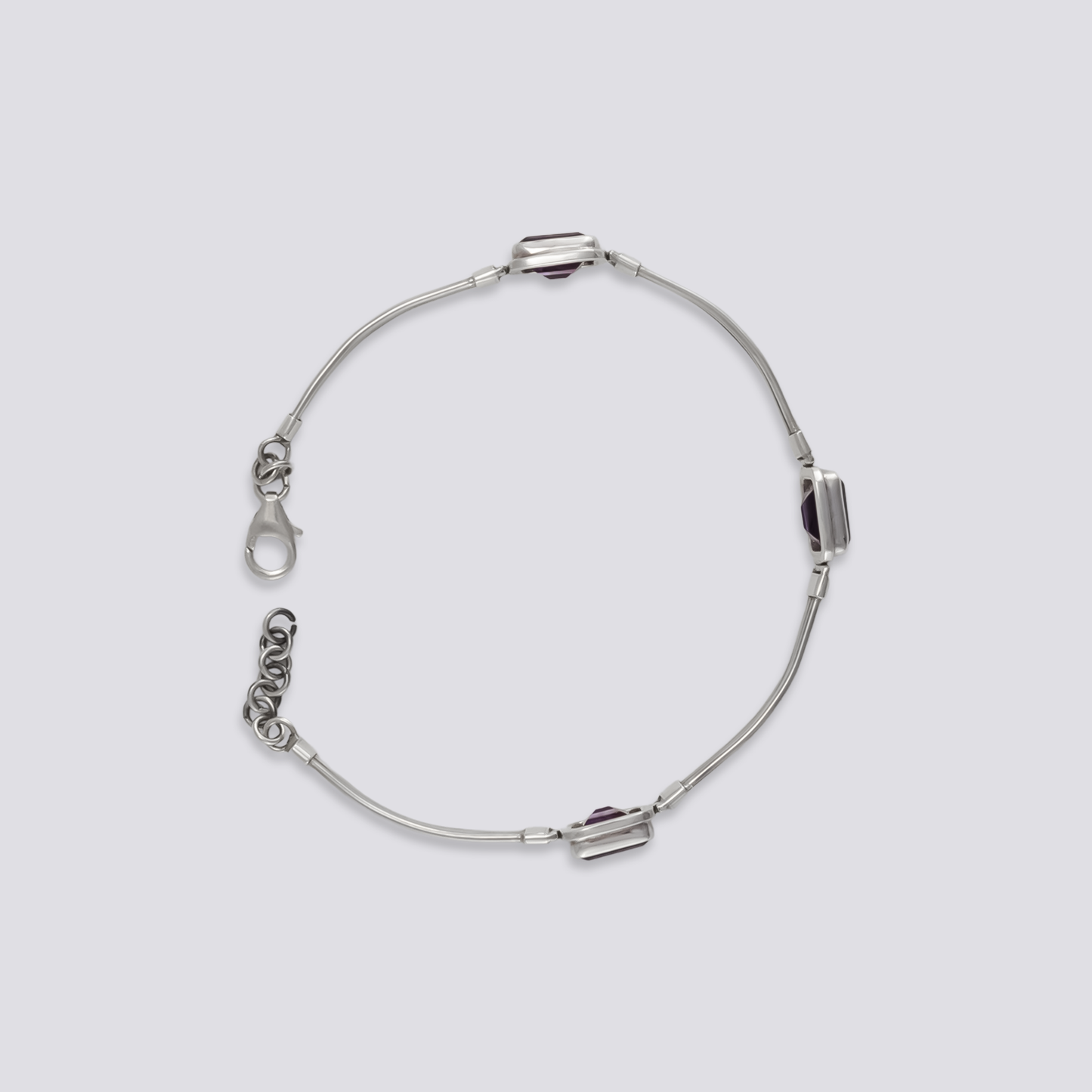 Sterling silver bracelet with amethyst stone