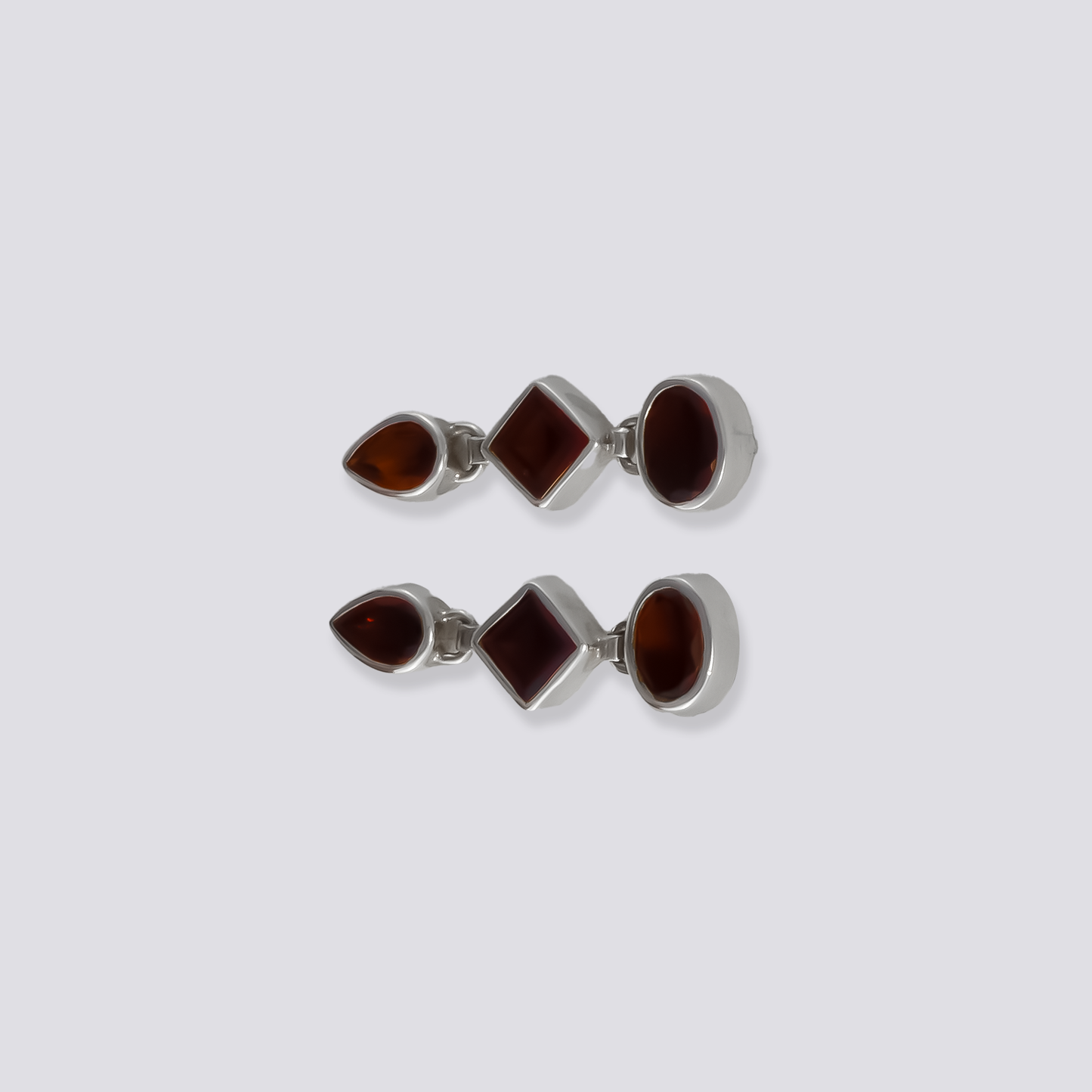 Sterling silver earrings with red garnet