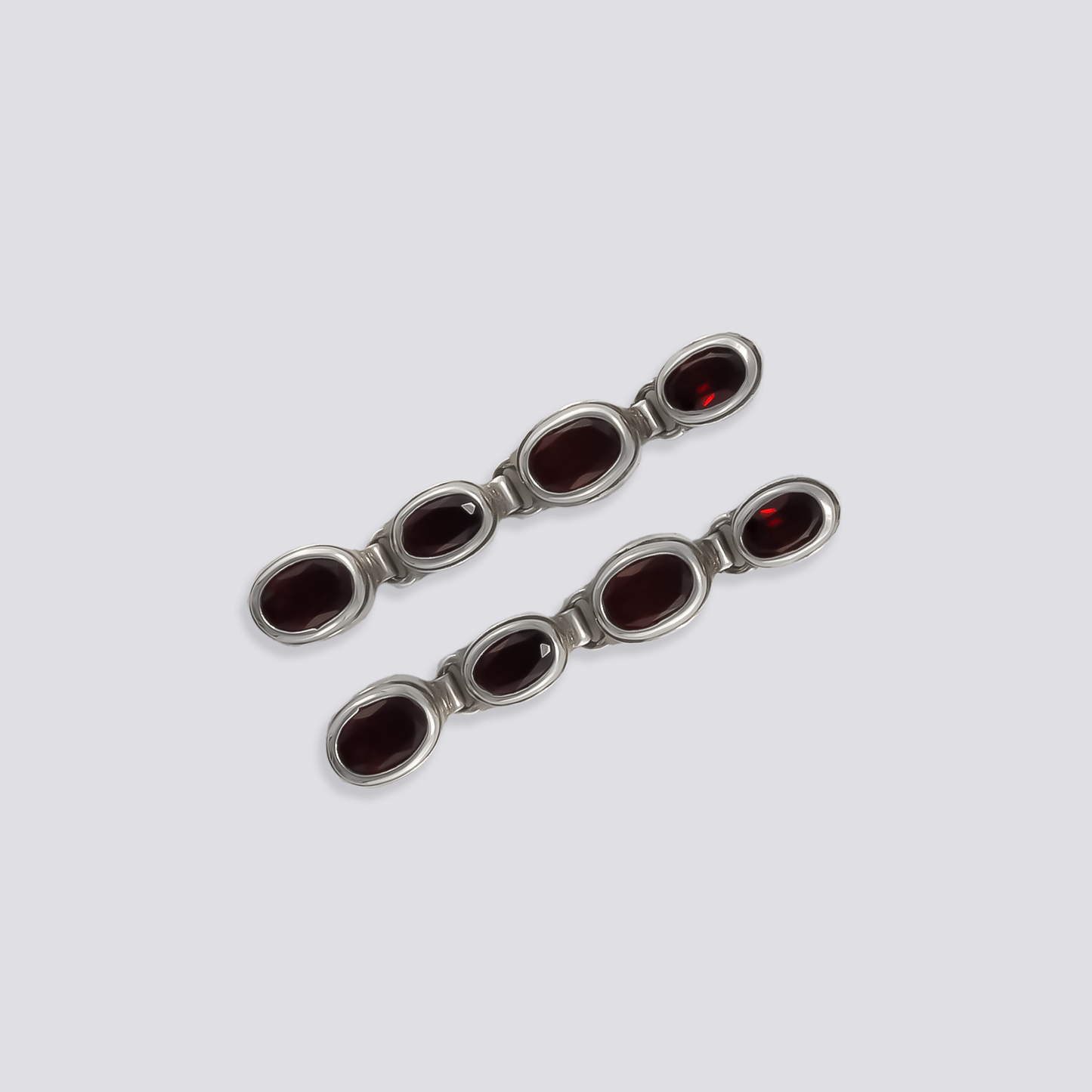 Sterling silver earrings with red garnet