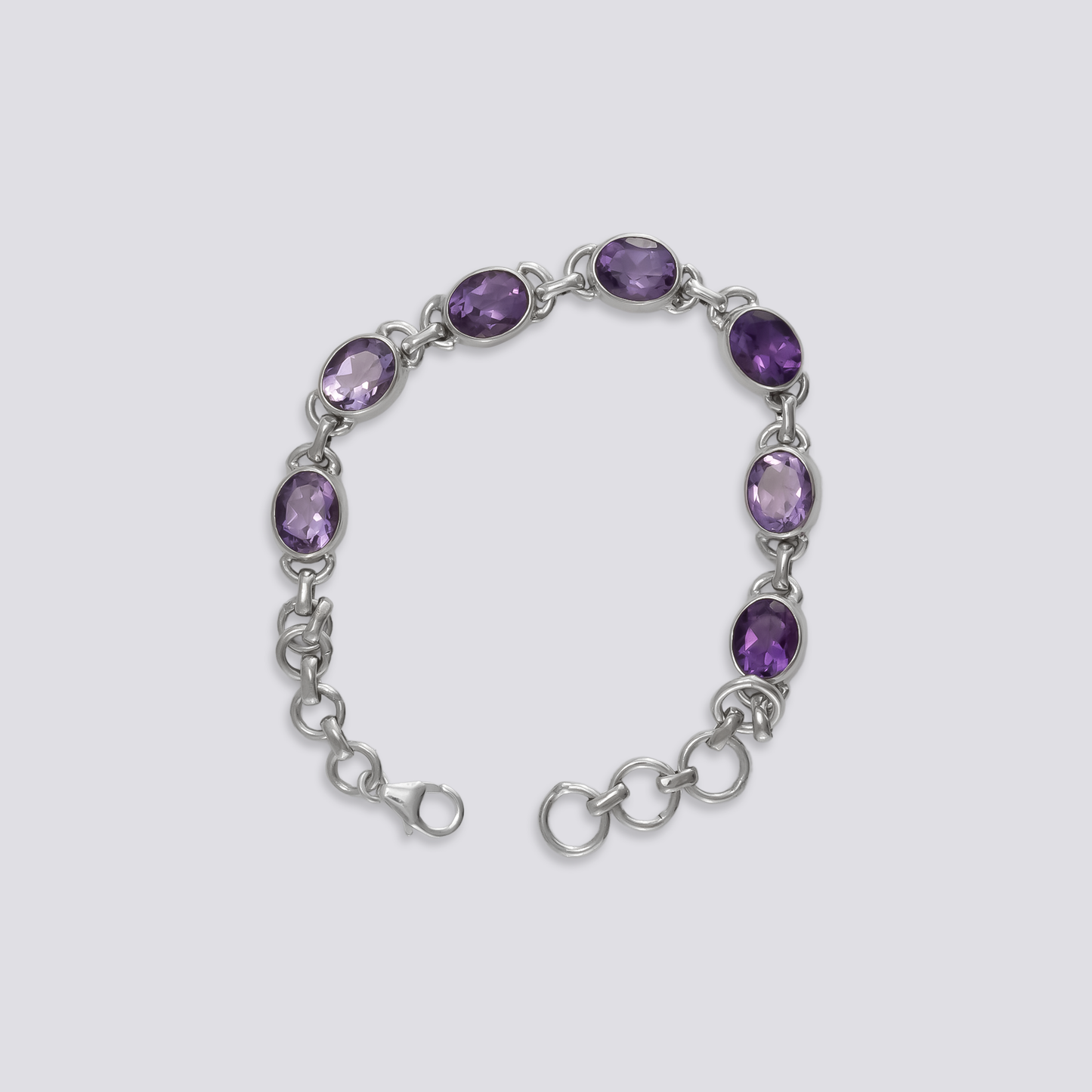 Sterling silver bracelet with amethyst stone