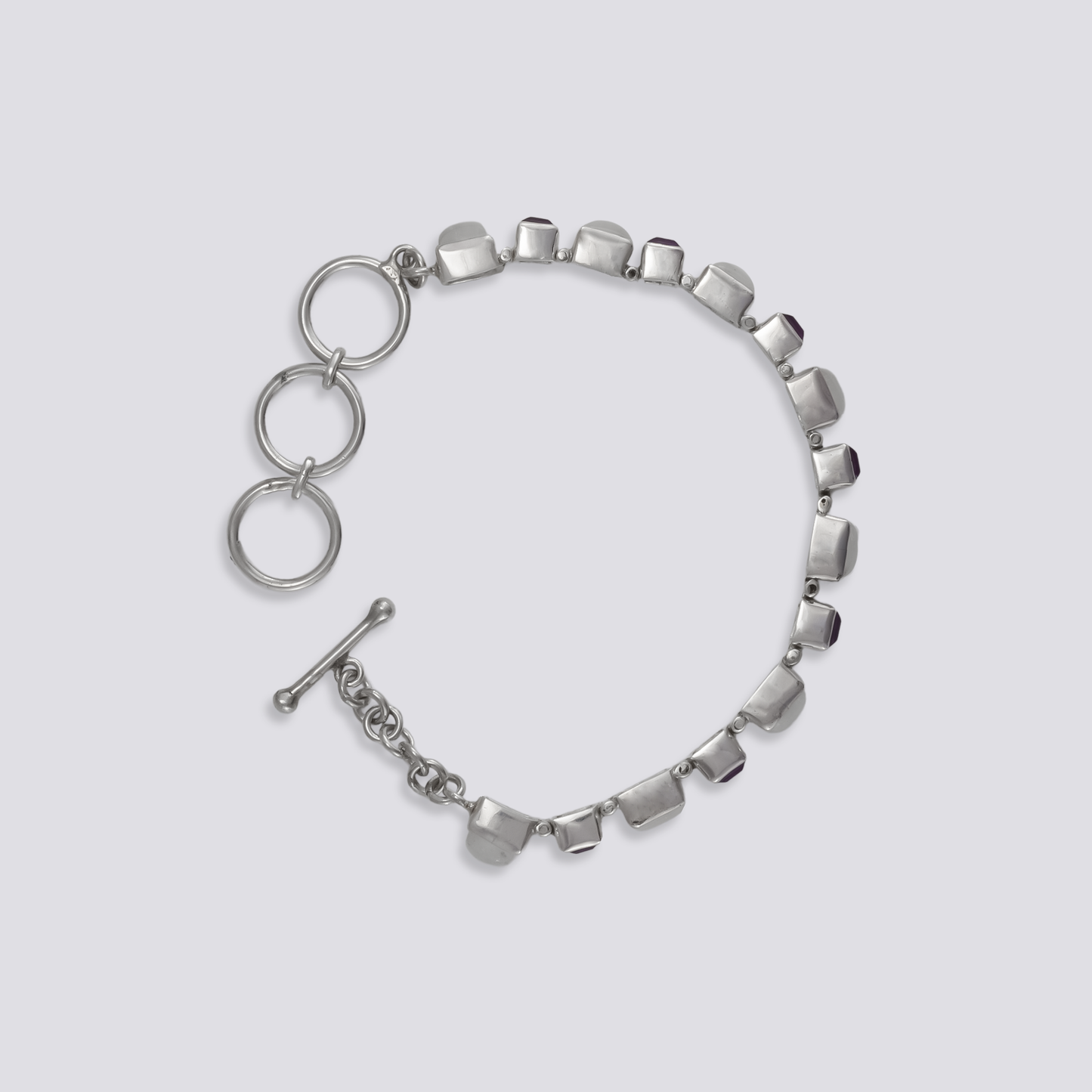 Sterling silver bracelet with amethyst and moonstone