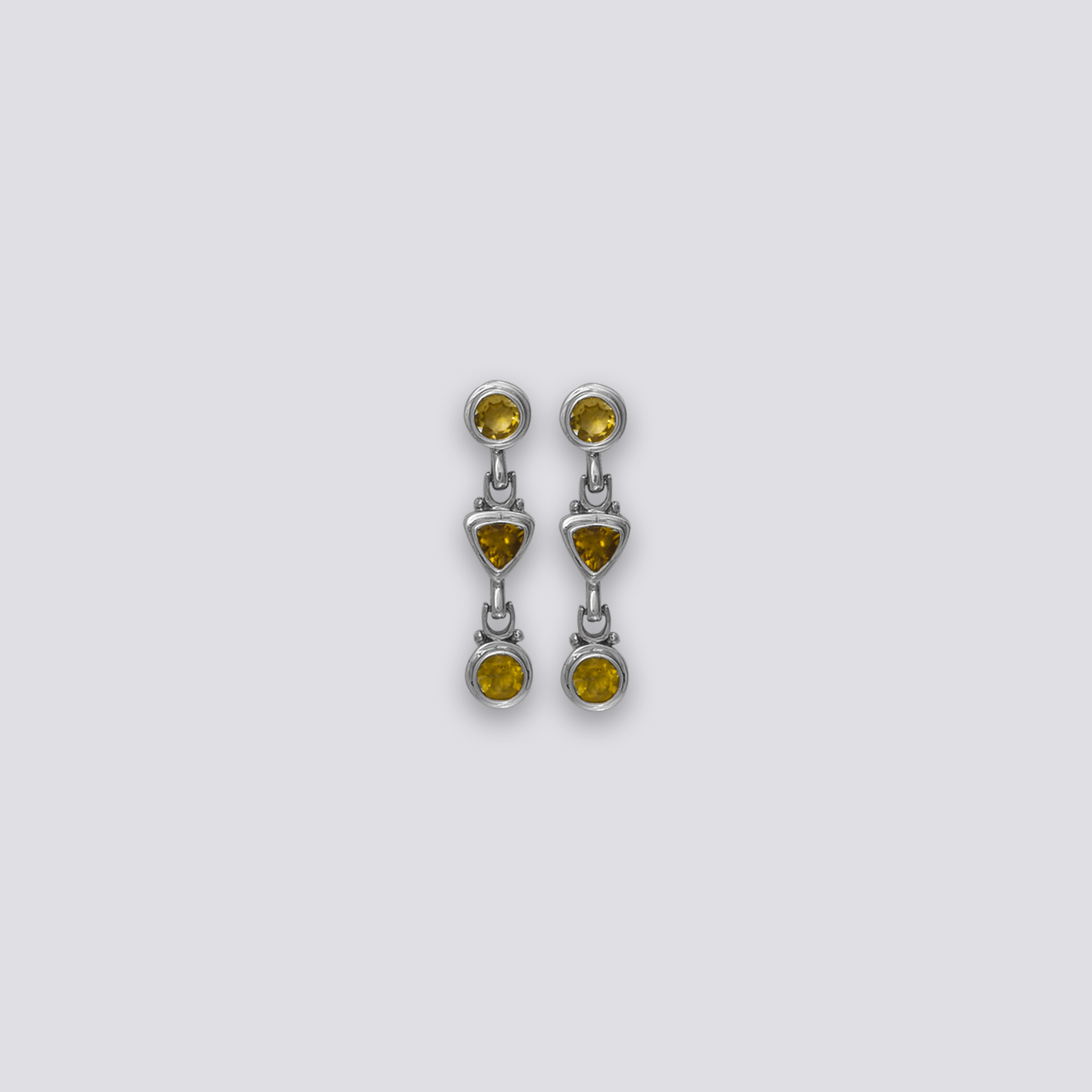 Sterling silver earrings with yellow citrine stone