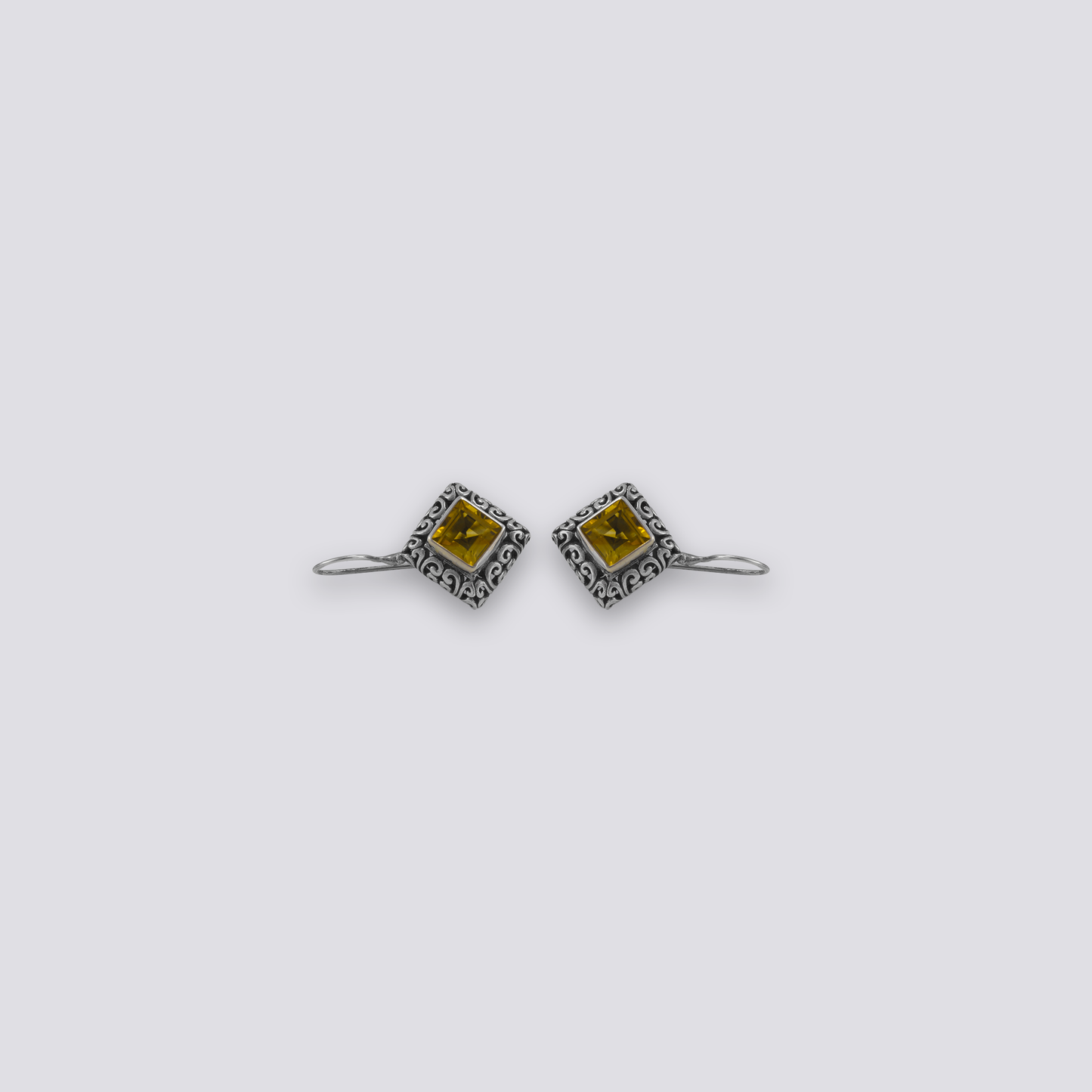 Sterling silver earrings with yellow citrine stone