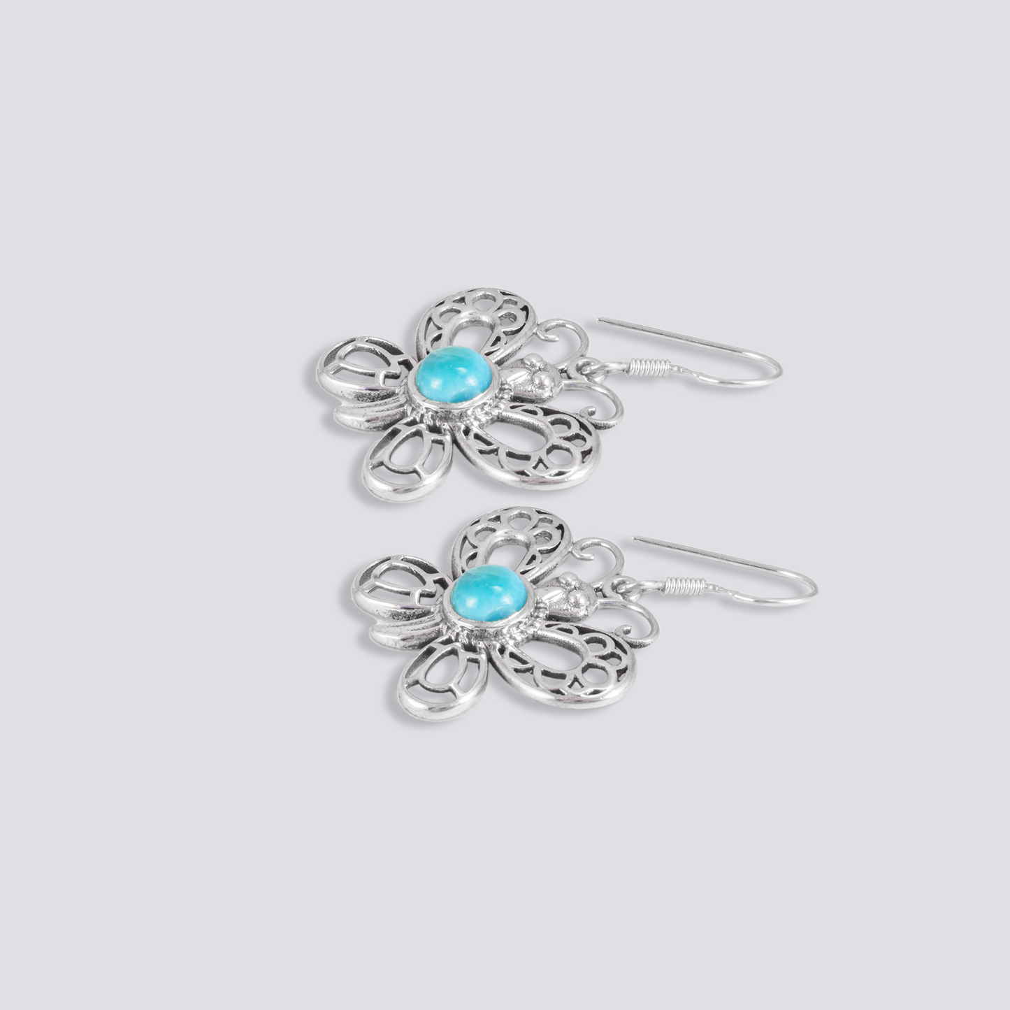 Sterling silver earrings with larimar stone