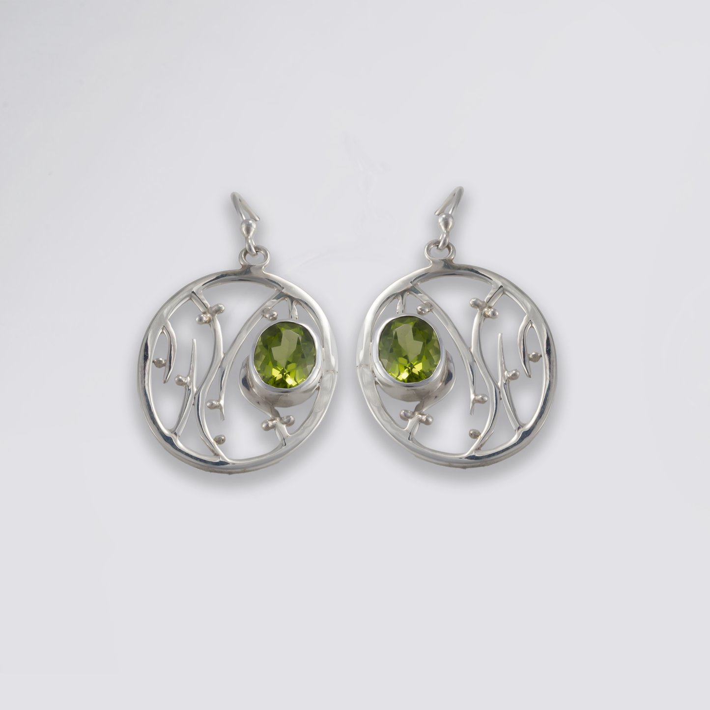 Sterling silver earrings with peridot stone