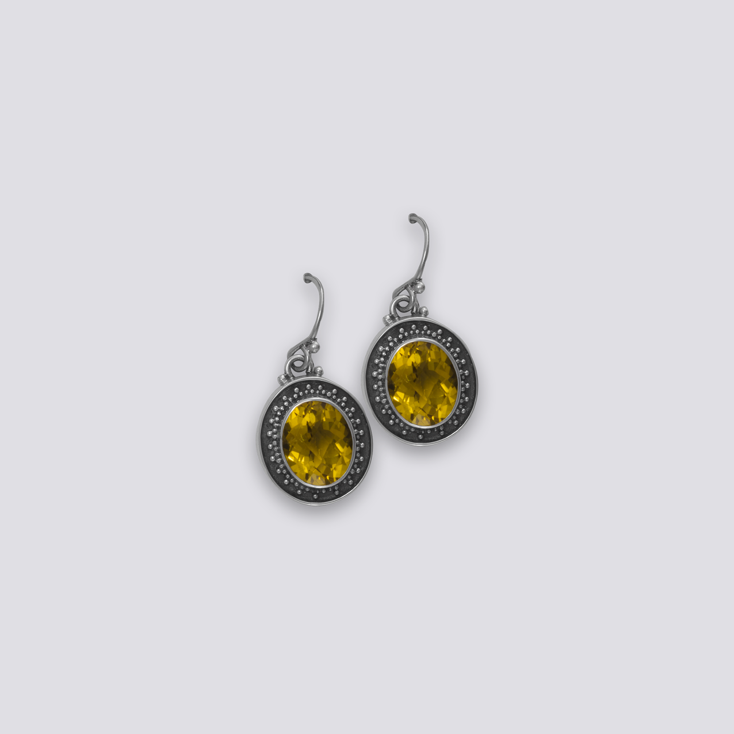 Sterling silver earrings with yellow citrine stone