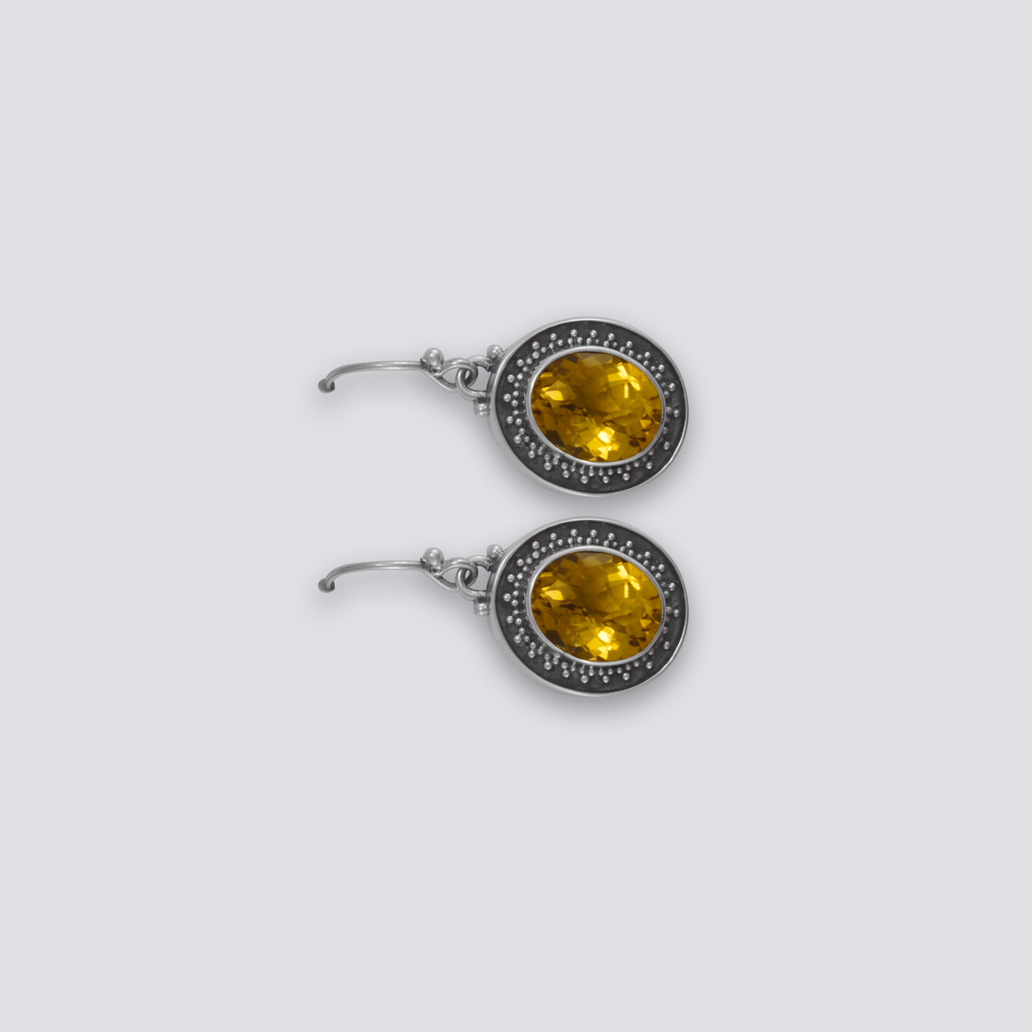 Sterling silver earrings with yellow citrine stone