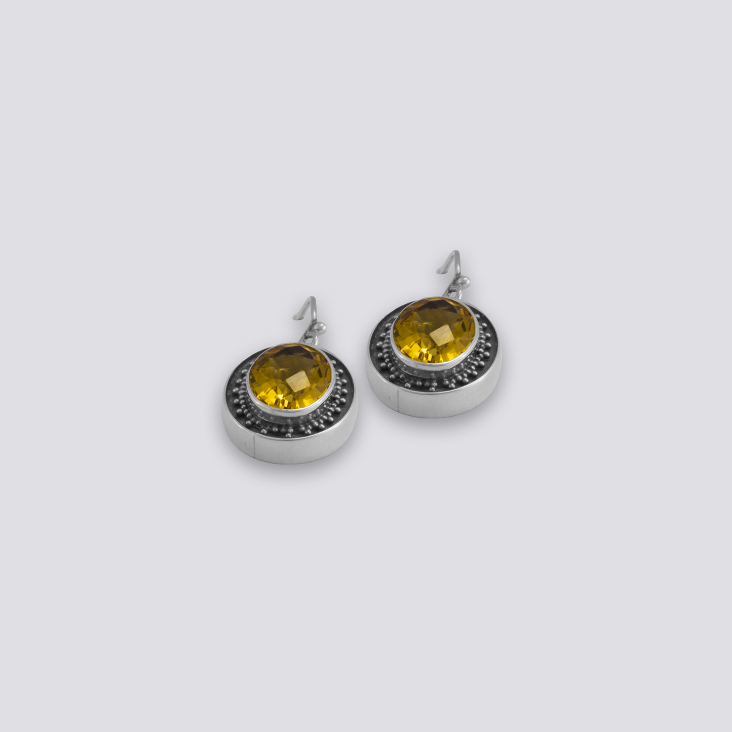 Sterling silver earrings with yellow citrine stone