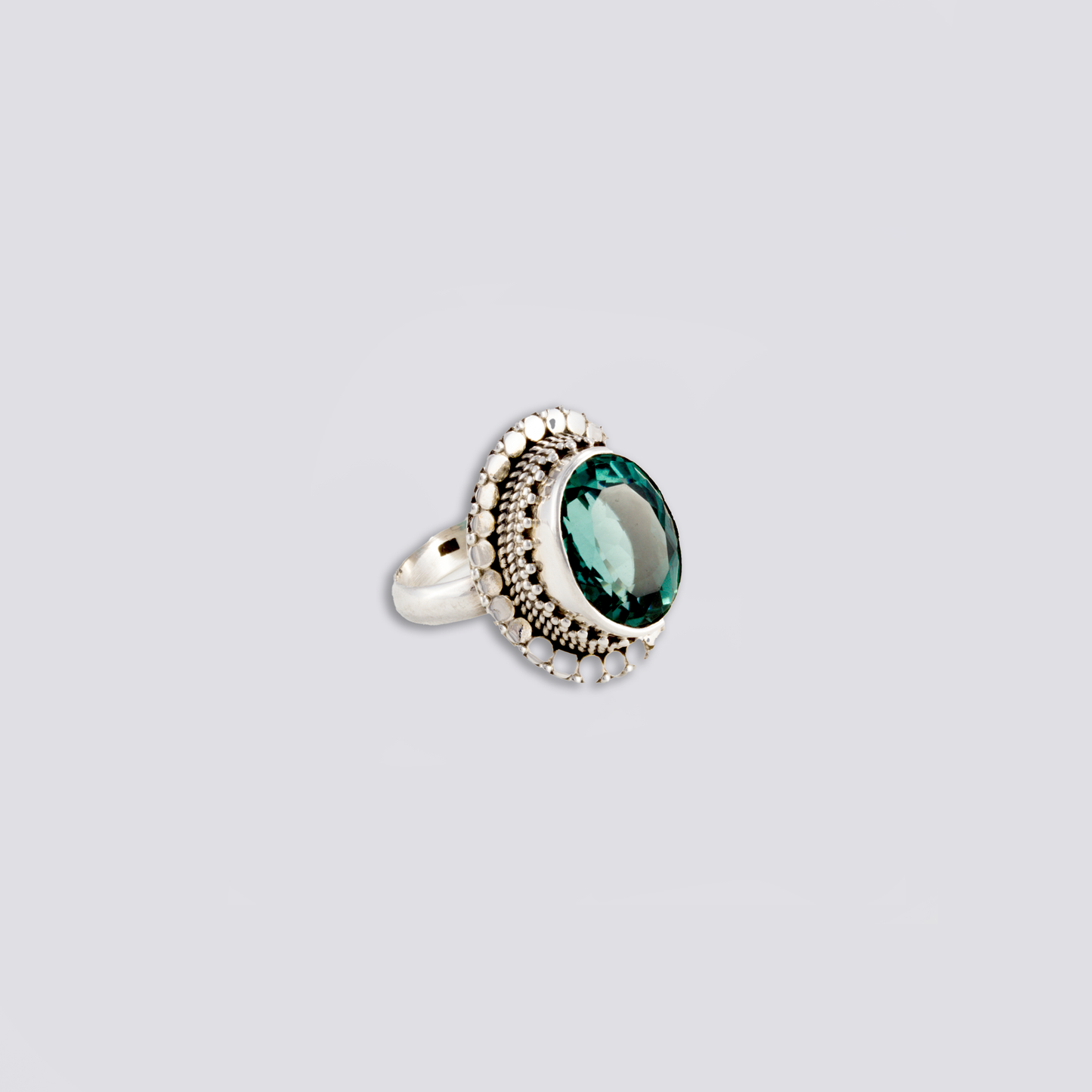 Sterling sliver ring with green quartz