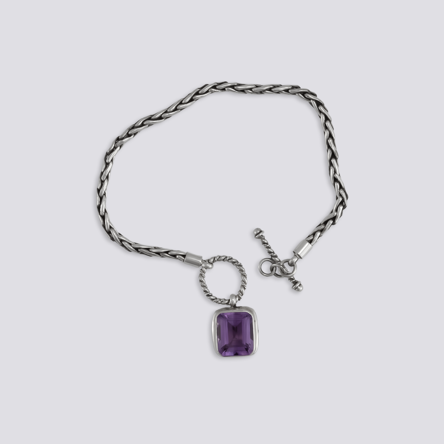 Sterling silver bracelet with amethyst stone