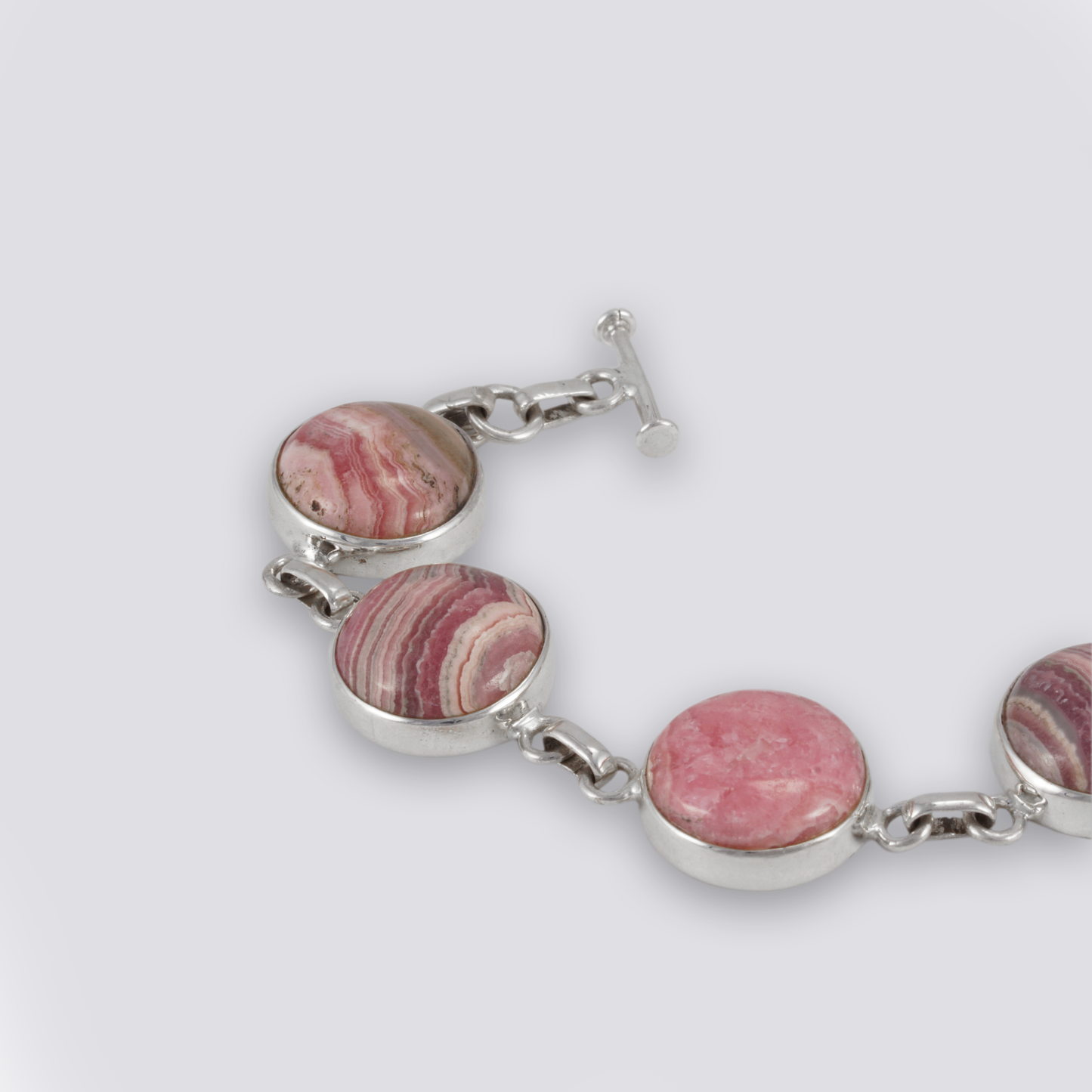 Sterling silver bracelet with rhodochrosite stones