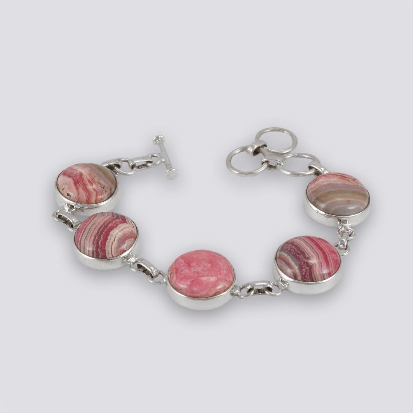 Sterling silver bracelet with rhodochrosite stones