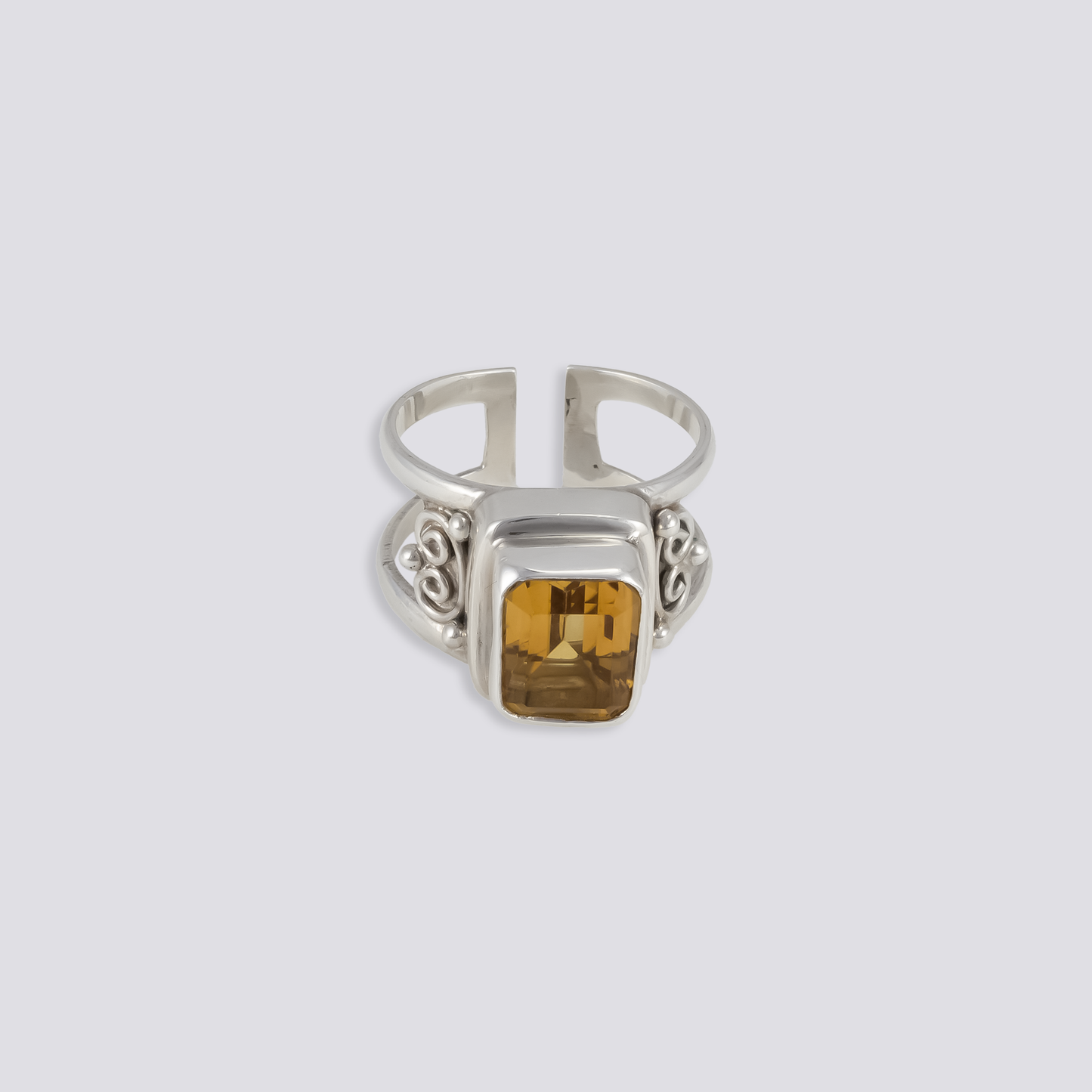 Sterling silver ring with citrine stone