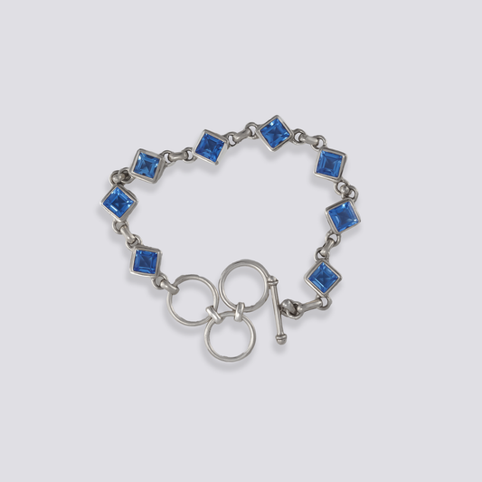 Sterling silver bracelet with diamond blue siberian quartz