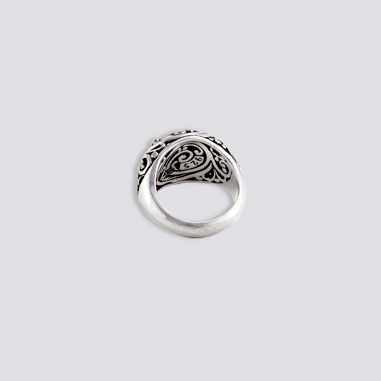 Sterling silver ring artisan design and diamonds
