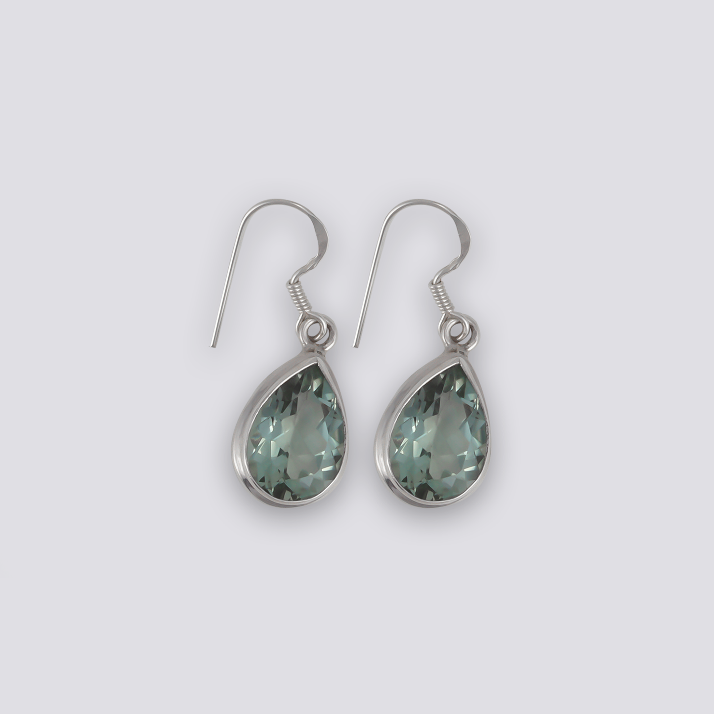 Sterling silver earrings with green amethyst