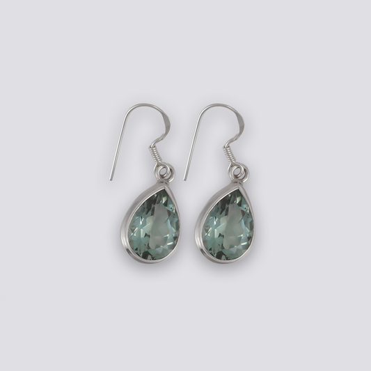 Sterling silver earrings with green amethyst