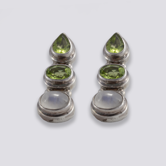 Sterling silver earrings with green stone