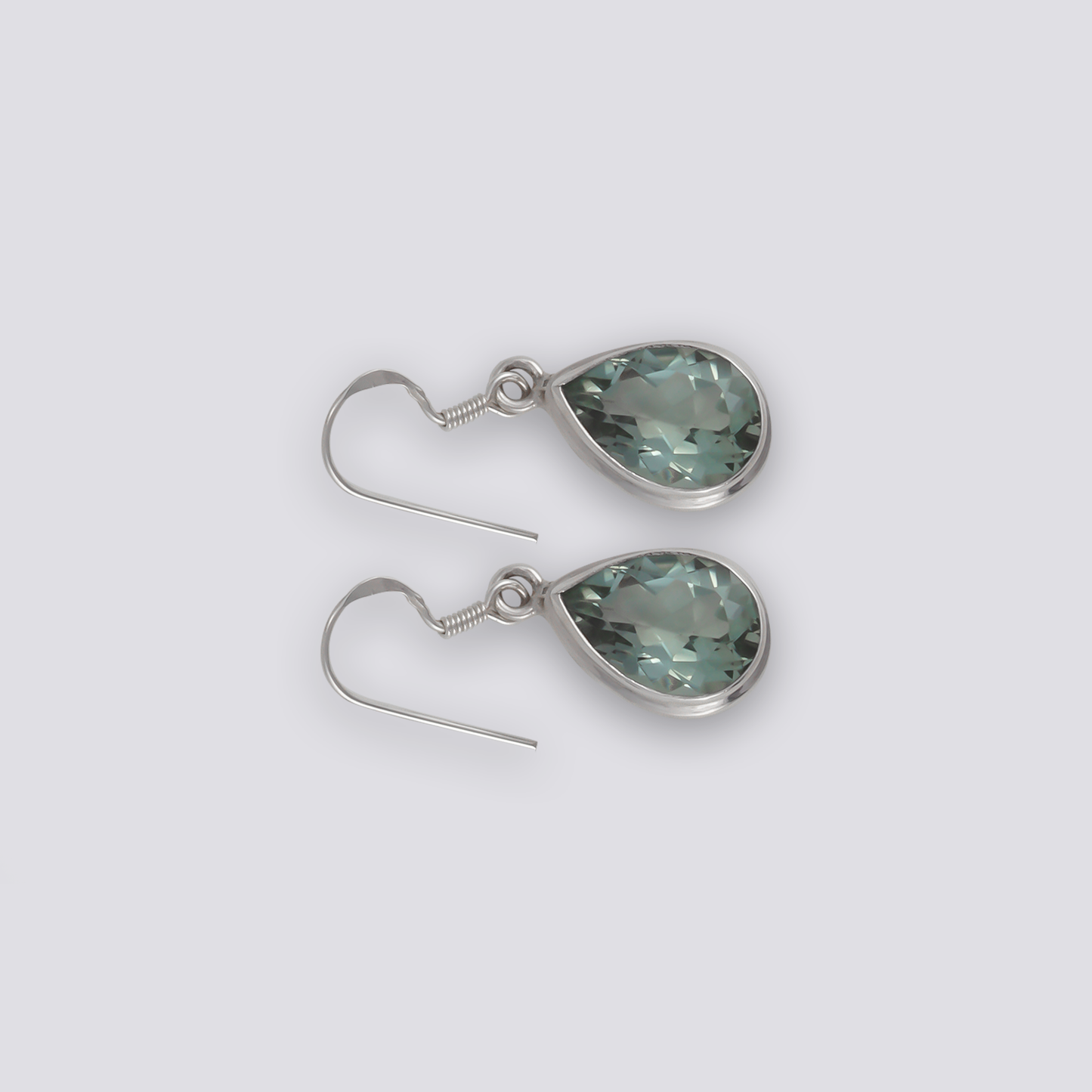 Sterling silver earrings with green amethyst