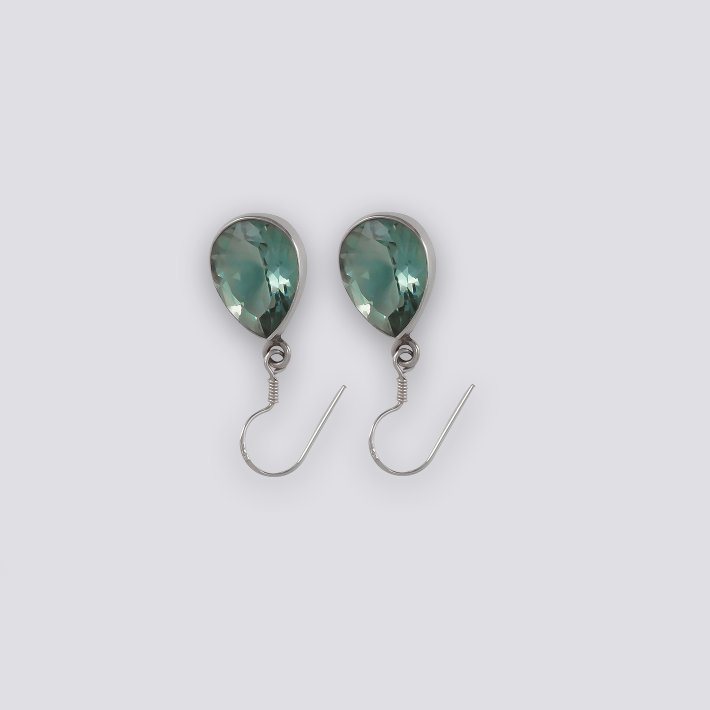 Sterling silver earrings with green amethyst