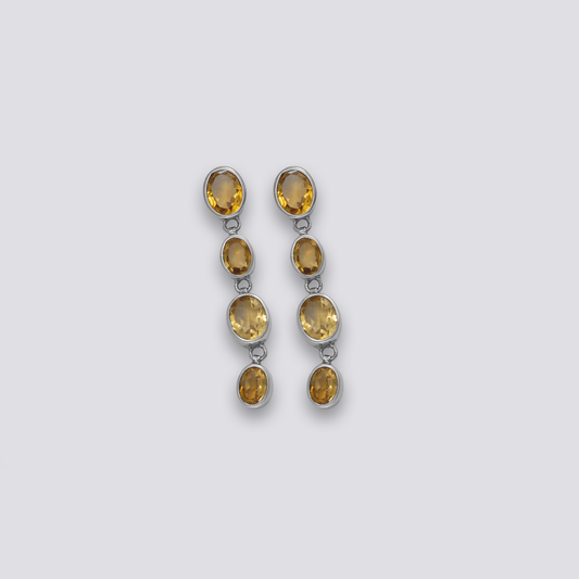 Sterling silver earrings with yellow citrine stone
