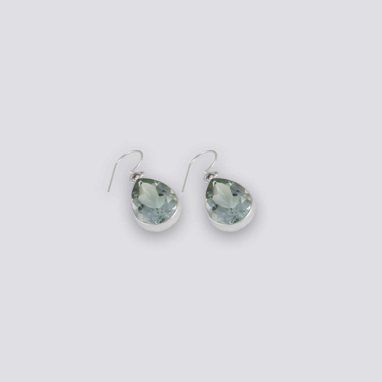 Sterling silver earrings with green amethyst