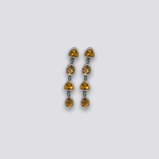 Sterling silver earrings with yellow citrine stone