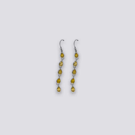 Sterling silver earrings with yellow citrine stone