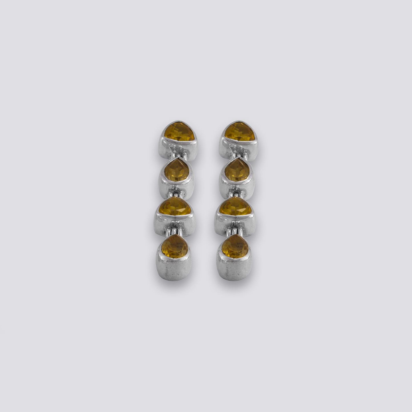 Sterling silver earrings with yellow citrine stone