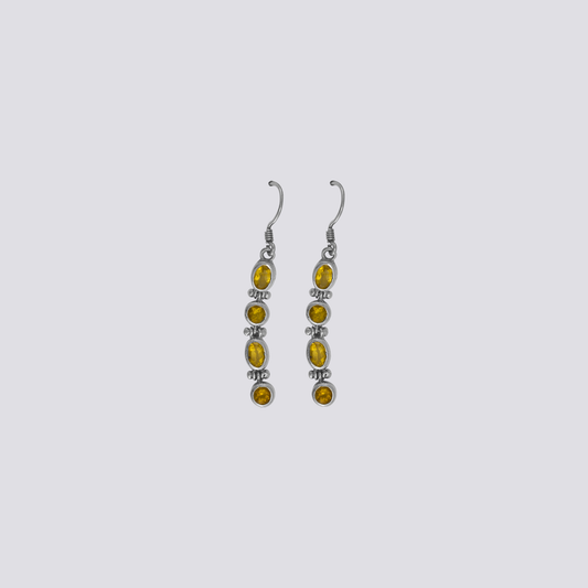 Sterling silver earrings with yellow citrine stone