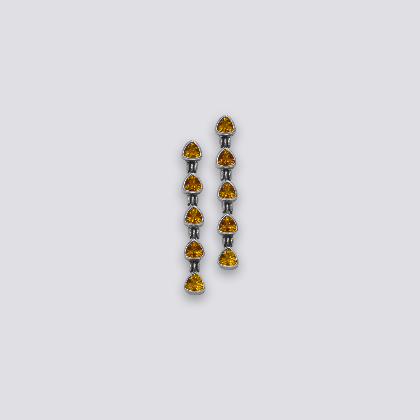 Sterling silver earrings with yellow citrine stone