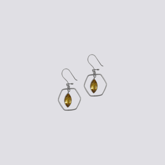 Sterling silver earrings with yellow citrine stone